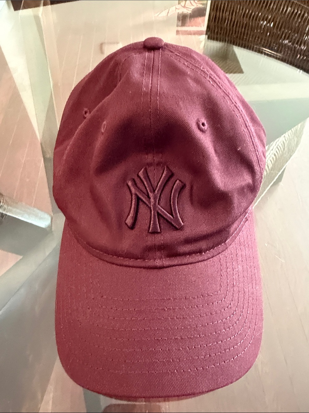 Embroidered NY Logo Baseball Cap - Maroon